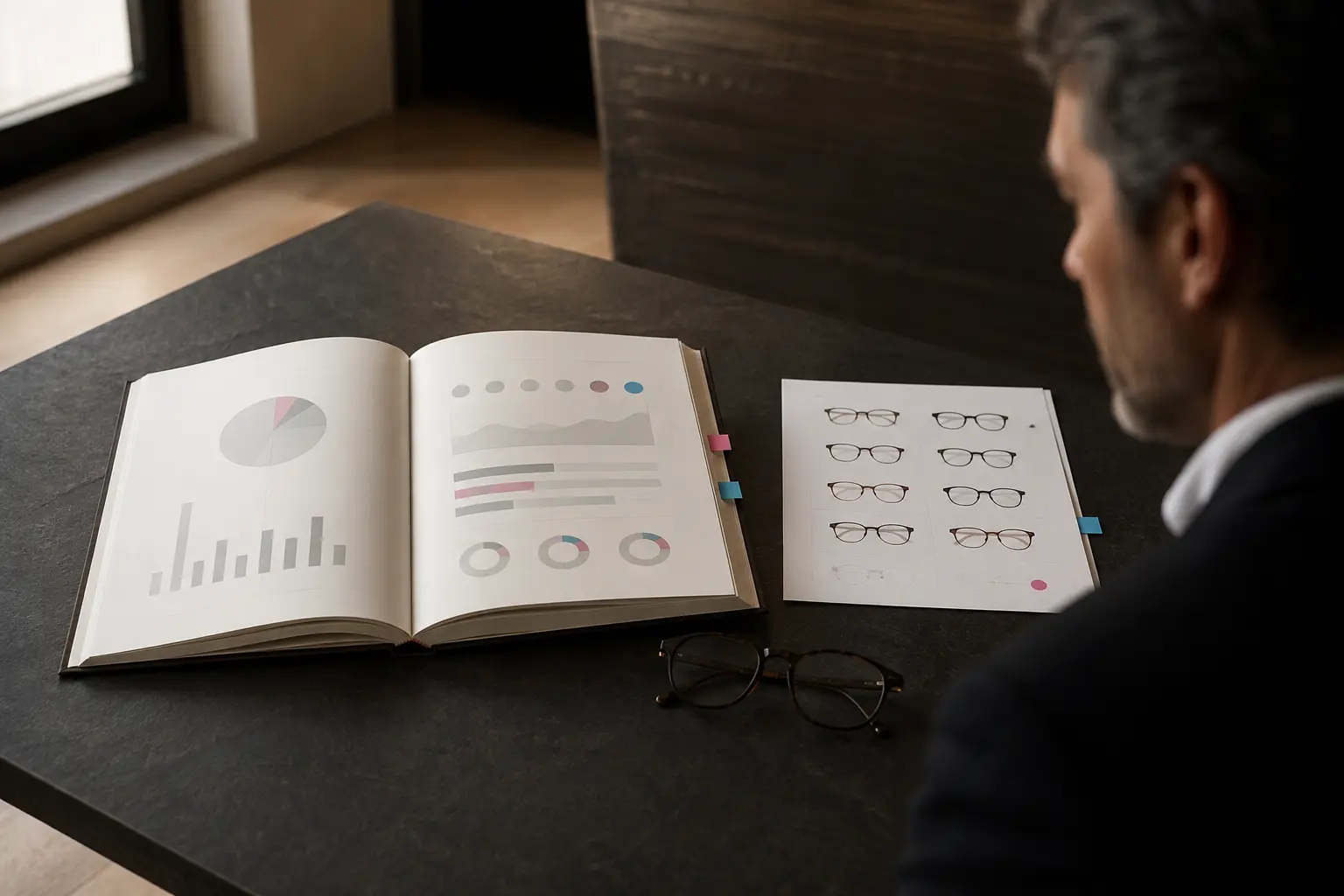 Confidential market response report with eyewear selection evidence