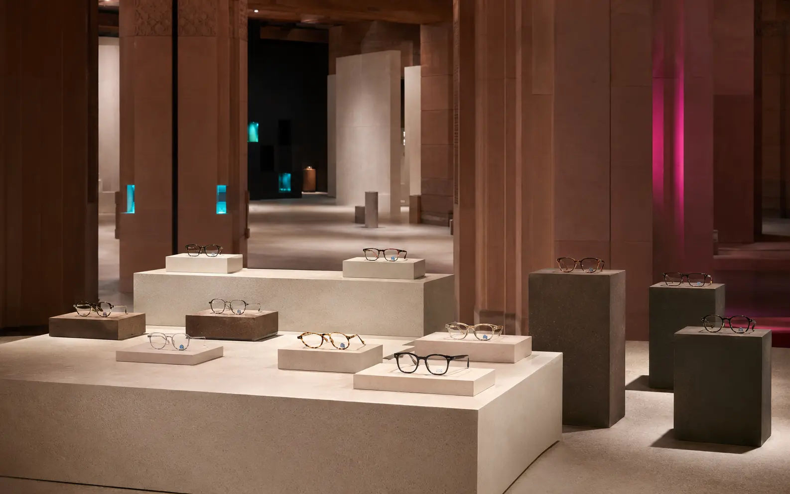 Curated eyewear prepared for an IEAF collection presentation
