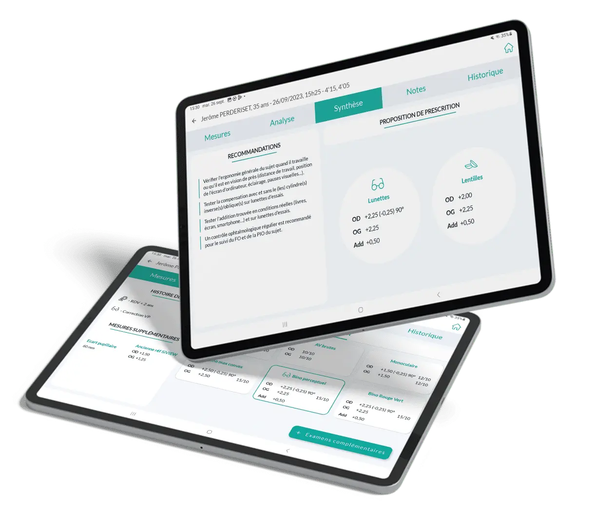 SiVIEW AI-assisted eye-exam interface shown on a tablet